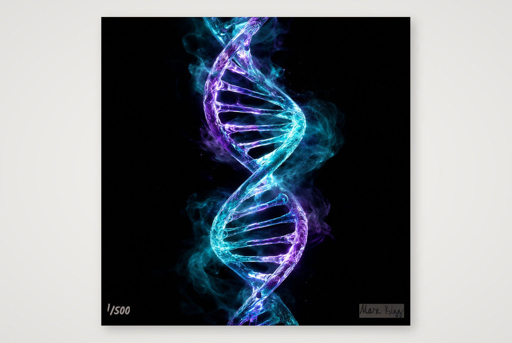 DNA-Helix in Licht — 20×20cm, 8×8" Print only