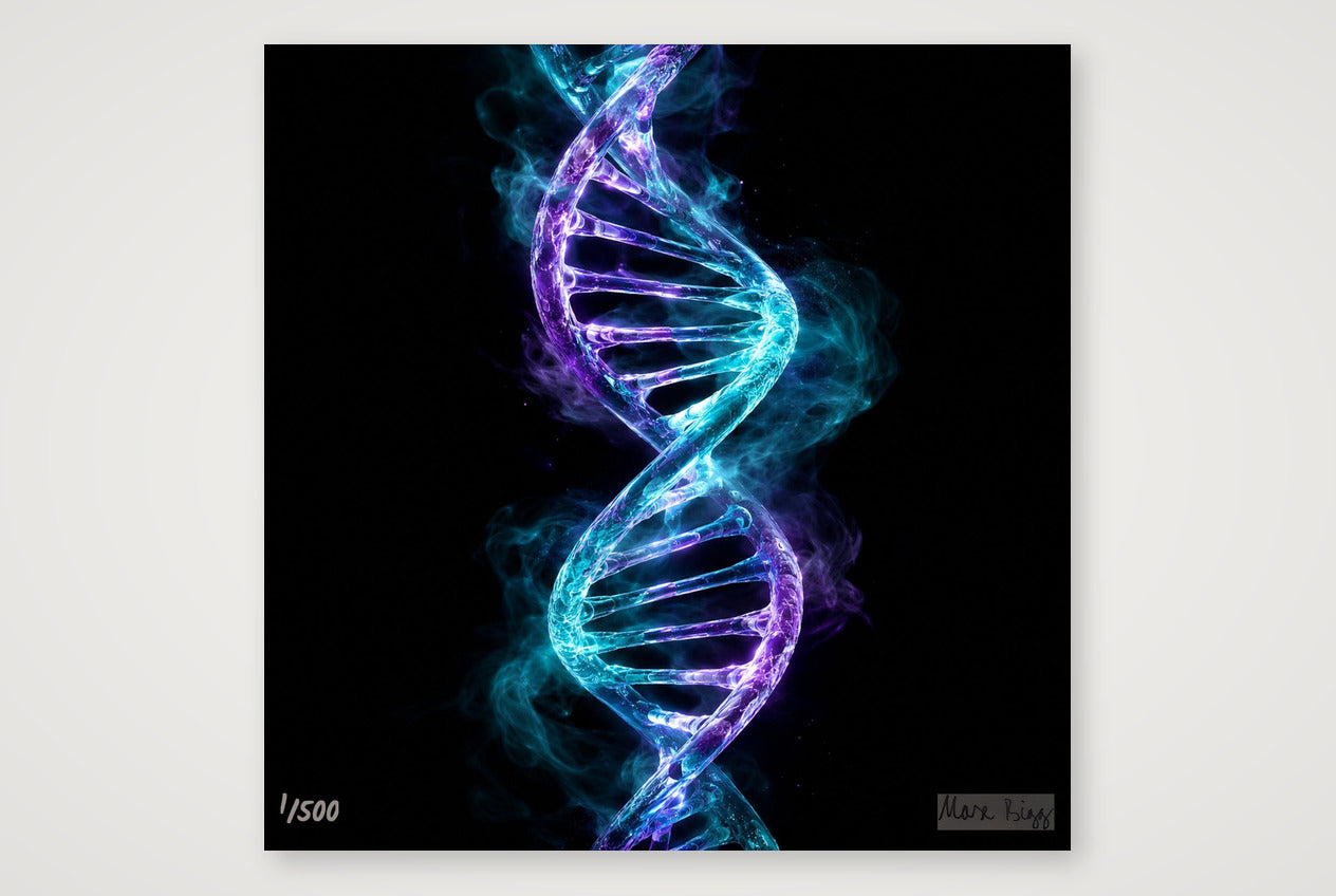 DNA-Helix in Licht — 20×20cm, 8×8" Print only