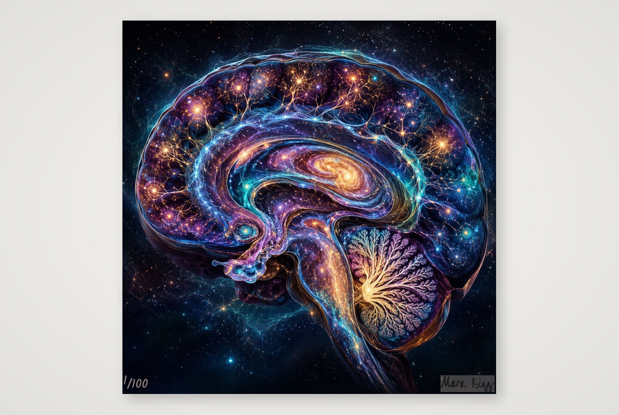 Gehirn als Kosmos — 100×100cm, 39×39" Print only