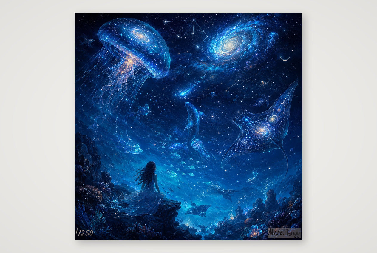 Ozean als kosmischer Spiegel — 60×60cm, 24×24" Print only