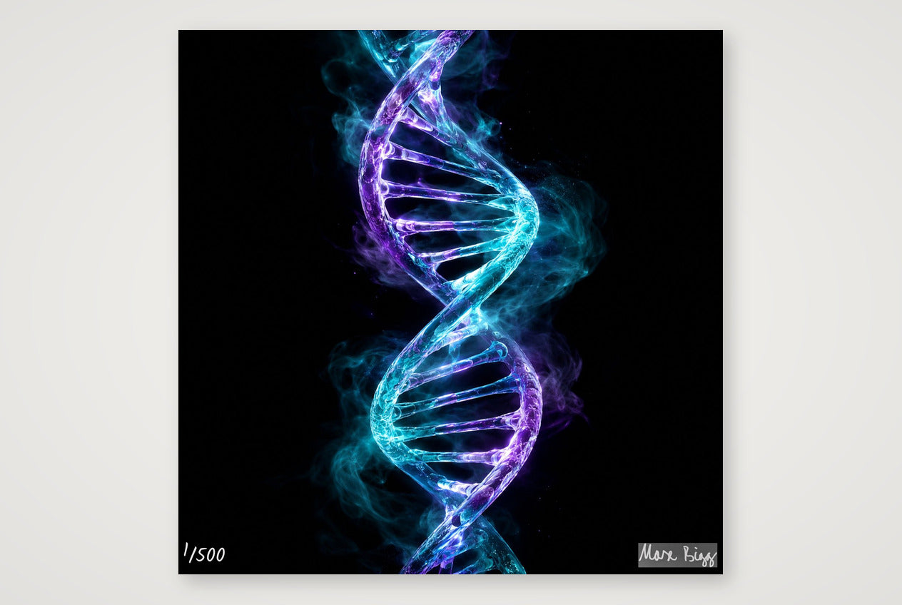 DNA-Helix in Licht — 40×40cm, 16×16" Print only