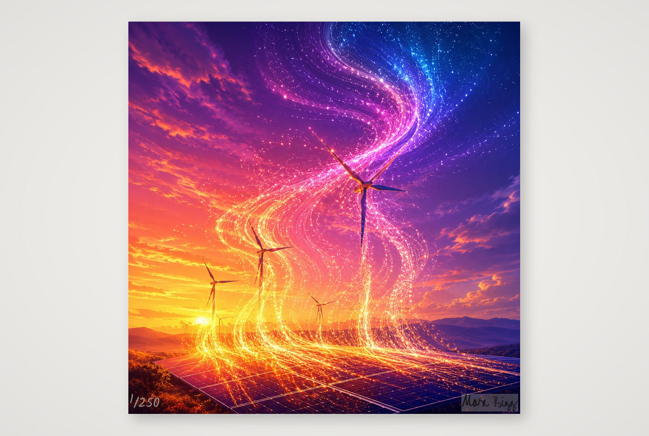 Erneuerbare Energie als Lichtkunst — 80×80cm, 31×31" Print only