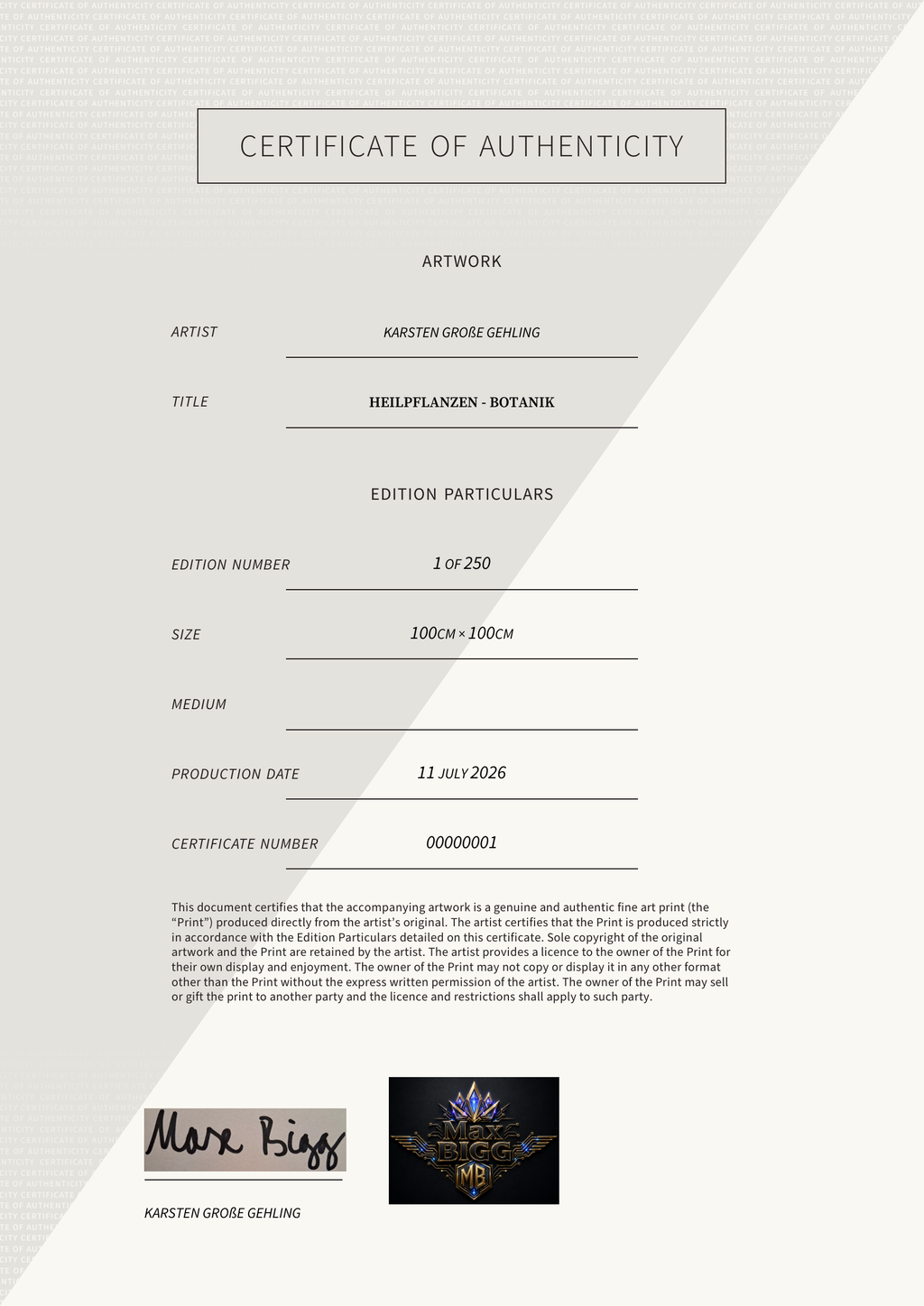 Heilpflanzen - Botanik — Certificate of Authenticity