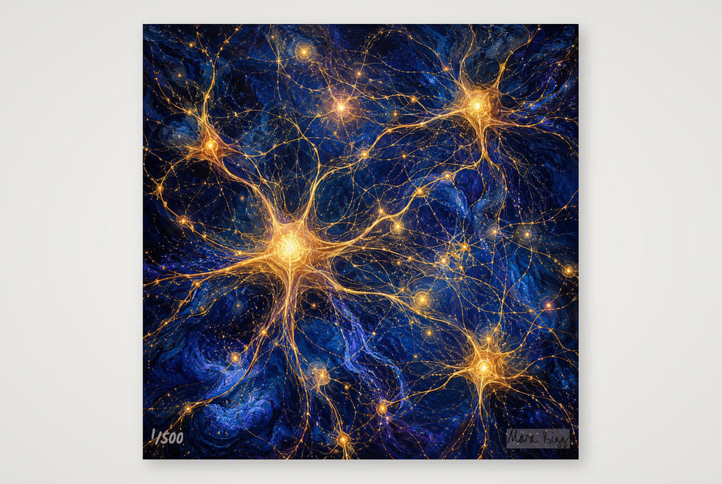 Nervenzellen - goldenes Netz — 20×20cm, 8×8" Print only