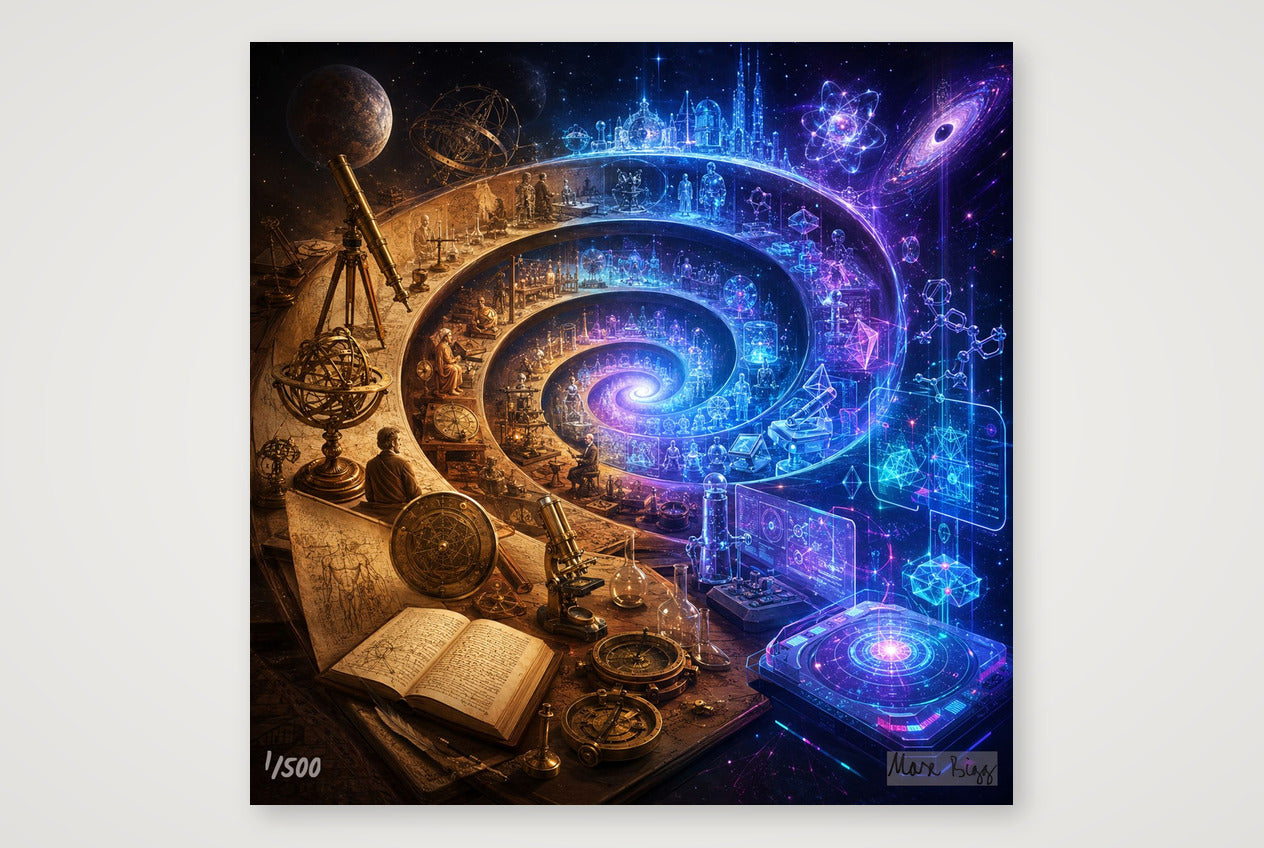 Zeitreise durch wissenschaftliche Entdeckung — 20×20cm, 8×8" Print only